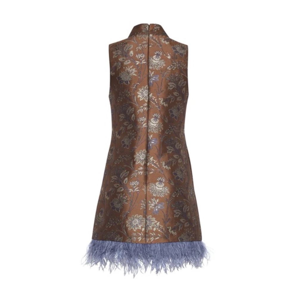 Cara Cara Tay Feather-Trimmed Jacquard Mini Dress – Jacquard Garden – Size L - Picture 15 of 15